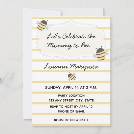 Uitnodiging bijen Baby shower (Voorkant)