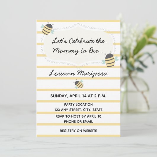 Uitnodiging bijen Baby shower (Staand voorkant)