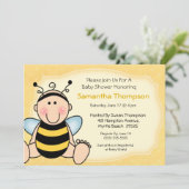 Uitnodiging bijen Baby shower (Staand voorkant)
