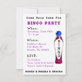 Uitnodiging BINGO-partij (Achterkant)