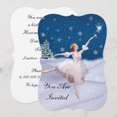 Uitnodiging, Birthday Party, Ballerina Kaart (Voorkant / Achterkant)
