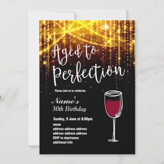 uitnodiging, Birthday Party, gerijpt om wijn te pe Kaart (Voorkant)