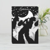 Uitnodiging Black and White Jazz (Staand voorkant)