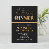 Uitnodiging Black Gold 61e verjaardag Dinner Chic (Staand voorkant)