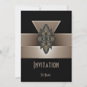 Uitnodiging Black Gold Biege Art Deco 5" x 7" (Voorkant)