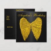 Uitnodiging Black Gold Wings (Voorkant / Achterkant)