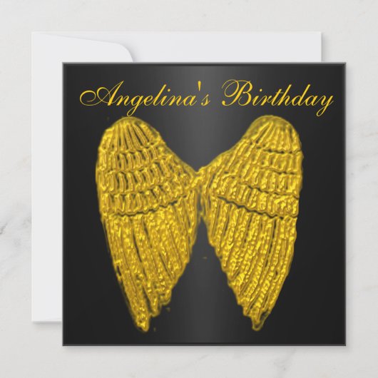 Uitnodiging Black Gold Wings (Voorkant)