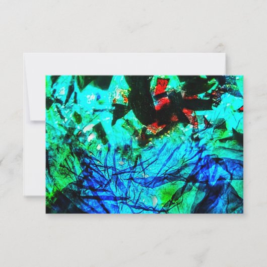 Uitnodiging blauw abstract gerecycled kunststofmot (Voorkant)