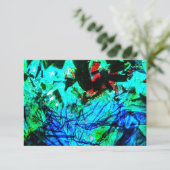 Uitnodiging blauw abstract gerecycled kunststofmot (Staand voorkant)