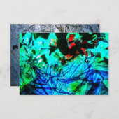 Uitnodiging blauw abstract gerecycled kunststofmot (Voorkant / Achterkant)