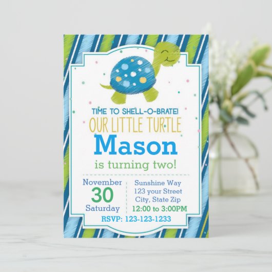 Uitnodiging (blauw) om vogelverschrikkingen te vie (Staand voorkant)