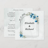 Uitnodiging "Blauwe bloemen" (Voorkant / Achterkant)