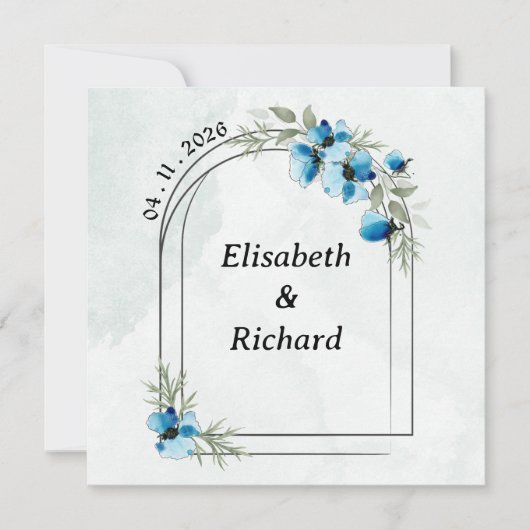 Uitnodiging "Blauwe bloemen" (Voorkant)