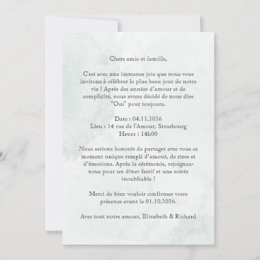 Uitnodiging "Blauwe bloemen" (Achterkant)