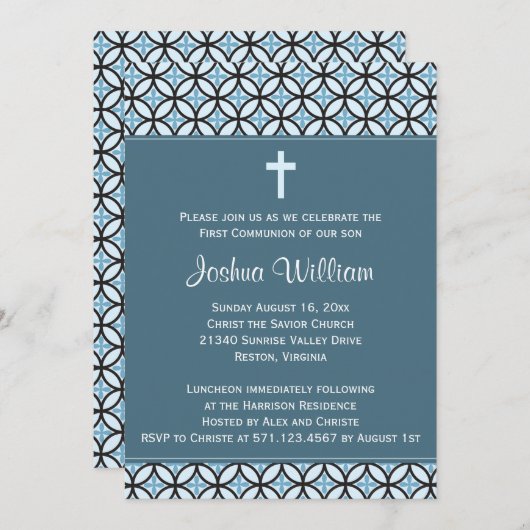 Uitnodiging blauwe communiqué / Aankondiging (Voorkant / Achterkant)