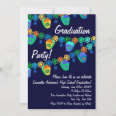 Uitnodiging Blauwe Lampionnen Luau Afstudeerfeest (Voorkant)