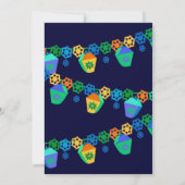 Uitnodiging Blauwe Lampionnen Luau Afstudeerfeest (Achterkant)