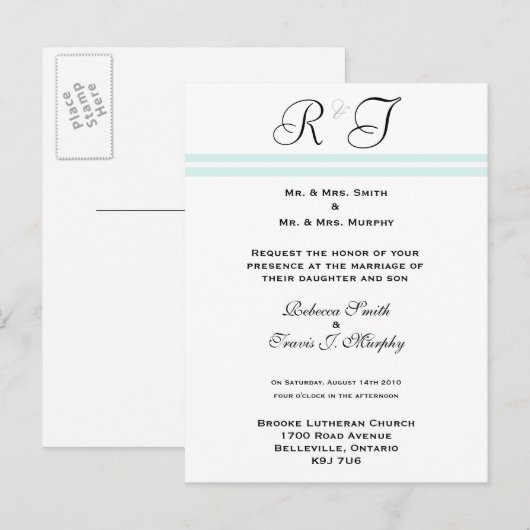 Uitnodiging - Blauwe lijn (Voorkant / Achterkant)