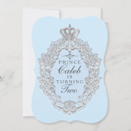 Uitnodiging Blauwe Vintage Sprookjesprins Feest