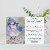 UITNODIGING BLAUWE VOGEL VAN GELUK FEestELIJK EVEN (Staand voorkant)