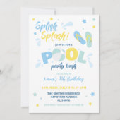 Uitnodiging Blauwe Zwembadfeest (Voorkant)