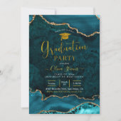 Uitnodiging blauwgroen en goudgewas-gewas-gegravee (Voorkant)