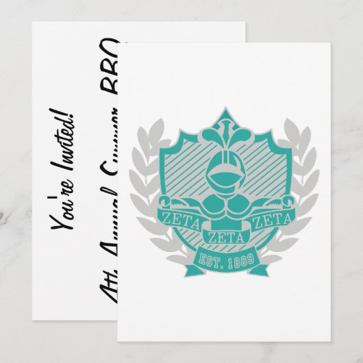 Uitnodiging Blauwgroen en grijs (Voorkant / Achterkant)