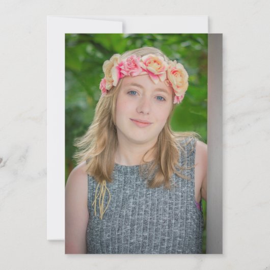 Uitnodiging blauwgroen Navy Blue White Graduation  (Achterkant)