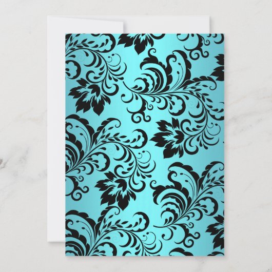 Uitnodiging blauwgroen Romantische Heart Engagemen (Achterkant)