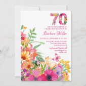 Uitnodiging bloem 70 verjaardag uitnodiging platte (Voorkant)