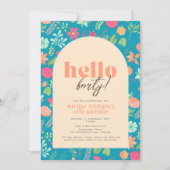 Uitnodiging, bloemen op helderblauw (elke leeftijd kaart (Voorkant)