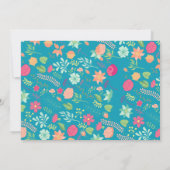 Uitnodiging, bloemen op helderblauw (elke leeftijd kaart (Achterkant)