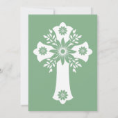 Uitnodiging Bloemenkruis Doop Sage Groen (Achterkant)