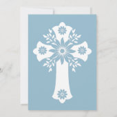 Uitnodiging Bloemenkruis Doop Sky Blue (Achterkant)