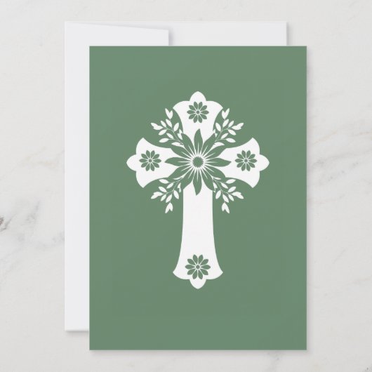 Uitnodiging Bloemenkruis Doop varen Groen (Achterkant)