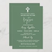 Uitnodiging Bloemenkruis Doop varen Groen (Voorkant / Achterkant)