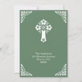 Uitnodiging Bloemenkruis Doop varen Groen (Achterkant)