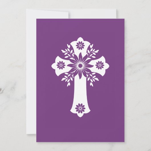 Uitnodiging Bloemenkruis Doop Zoete Pruim (Achterkant)