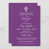 Uitnodiging Bloemenkruis Doop Zoete Pruim (Voorkant / Achterkant)