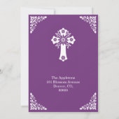 Uitnodiging Bloemenkruis Doop Zoete Pruim (Achterkant)