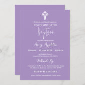 Uitnodiging Bloemenkruisdoop Lila (Voorkant / Achterkant)