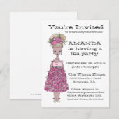 Uitnodiging Bloemenmeisje Birthday Party (Voorkant / Achterkant)