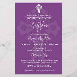 Uitnodiging Bloemkruis Doop Zoete Pruim Budget Flyer