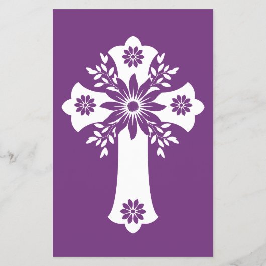 Uitnodiging Bloemkruis Doop Zoete Pruim Budget Flyer (Achterkant)