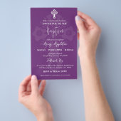 Uitnodiging Bloemkruis Doop Zoete Pruim Budget Flyer (Hand)