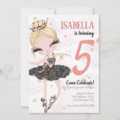 Uitnodiging Blonde Ballerina Birthday (Voorkant)