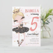 Uitnodiging Blonde Ballerina Birthday (Staand voorkant)