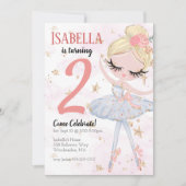 Uitnodiging Blonde Ballerina Birthday (Voorkant)