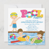 Uitnodiging Blonde Boy Birthday Summer Pool (Voorkant)