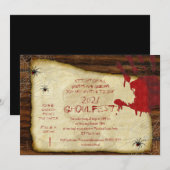 Uitnodiging Bloody Hand Halloween Party (Voorkant / Achterkant)